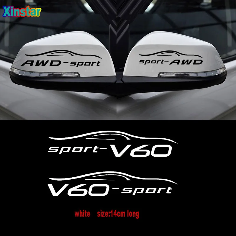 2 шт. наклейки на зеркало заднего вида автомобиля для Volvo S60 XC90 V40 V50 V60 S90 V90 XC60 XC40 AWD T6