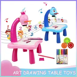 Mesa de brinquedo com lâmpada led, mesa de pintura para crianças educacional para aprendizagem e presentes para crianças