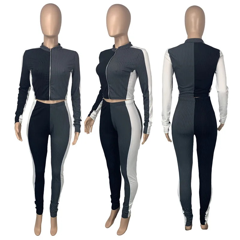 

Two Piece Set Women Tops And Pants Tracksuits Women Casual Suit Slim Patchwork Long Sleeve Trousers Suit Ropa Mujer ододи