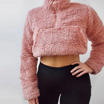 

Turtleneck Sweaters 2020 Fashion Women Long Sleeve Soft Plush Autumn Winter Casual Sweaters Thick Warm Faux Fur Pullover Tops