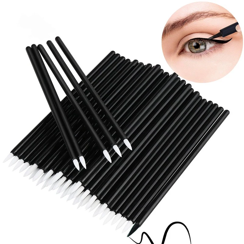 50pcs Makeup Accessories Disposable Eyeliner Brushes Applicator Swab
