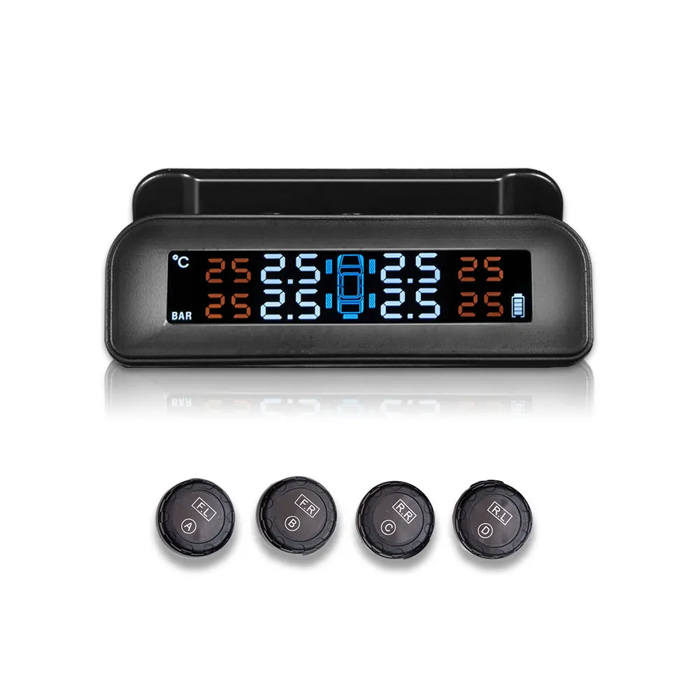 C260 Солнечная энергия беспроводной универсальный реальный прибор для определения времени ЖК-экран Вибрация внешние датчики профессиональный монитор давления в шинах