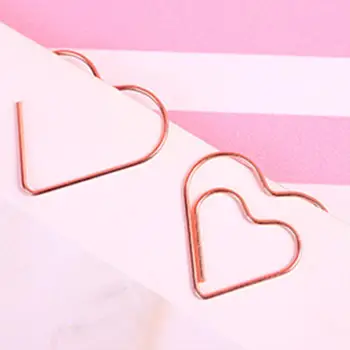 

20 Pcs/lot Cartoon Rose Gold Paper Clip Metal Bookmark Clips Kawaii School Office Stationery Supplies Memo W8R1