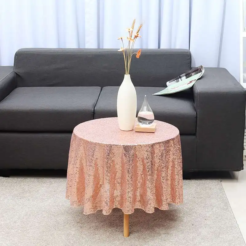 47Inch / 120cm Sparkle Round Sequin Embroidered Tablecloth Table Cover For Wedding Party Banquet Event Dining Table Cloths Cover