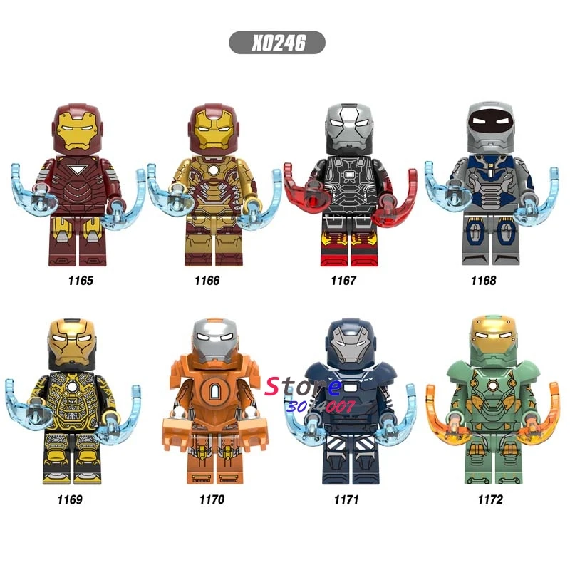 

50pcs Avengers Endgame Iron Man IronMan Mark 6 Mark42 Mark22 Mark36 Mark28 X0246 War Machine Pepper building block for children