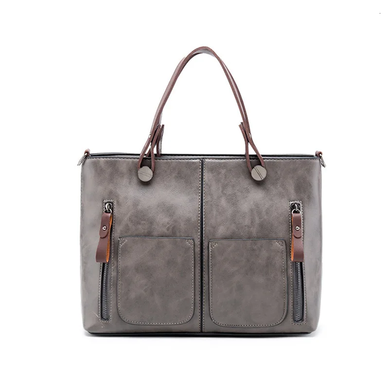 

Women Handbag Ladies Leather Messenger Bag Women's Big Shoulder Crossbody Bag Female Large Boston Bag Gray/black