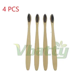 

4PCS Accept customization Environmental Bamboo Fiber Toothbrush For Oral Care Teeth Cleaning Eco Medium Soft Bristle Brushes