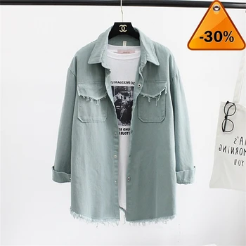 

Denim Autumn Spring Blouses Women Korea Fashion Loose Nine Quarter Sleeve Shirts Women Tops Jeans Blouse Female Ladies Blusa