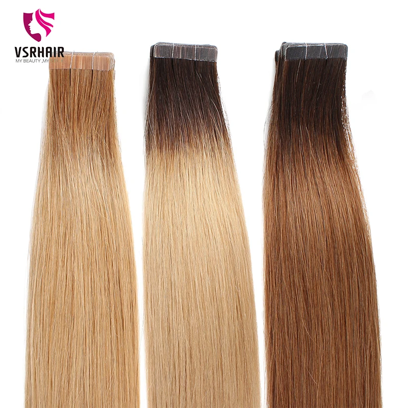 VSR цвет Омбре двухцветная машина Remy 100% человеческие волосы 4*0 8 см двухсторонние