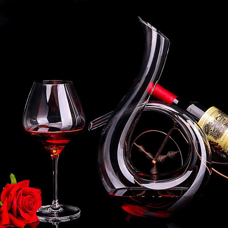 

Manufacturers Wholesale Direct Selling Creative 6-Shaped Red Wine Decanter Curved Handle Wine Container Support Customization