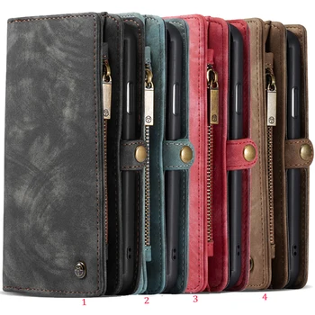 

30pcs/lot For iPhone 11 Pro Max Removable Retro Zipper Photo Frame Wallet Leather Case with Card Slots For iPhone 11 Pro