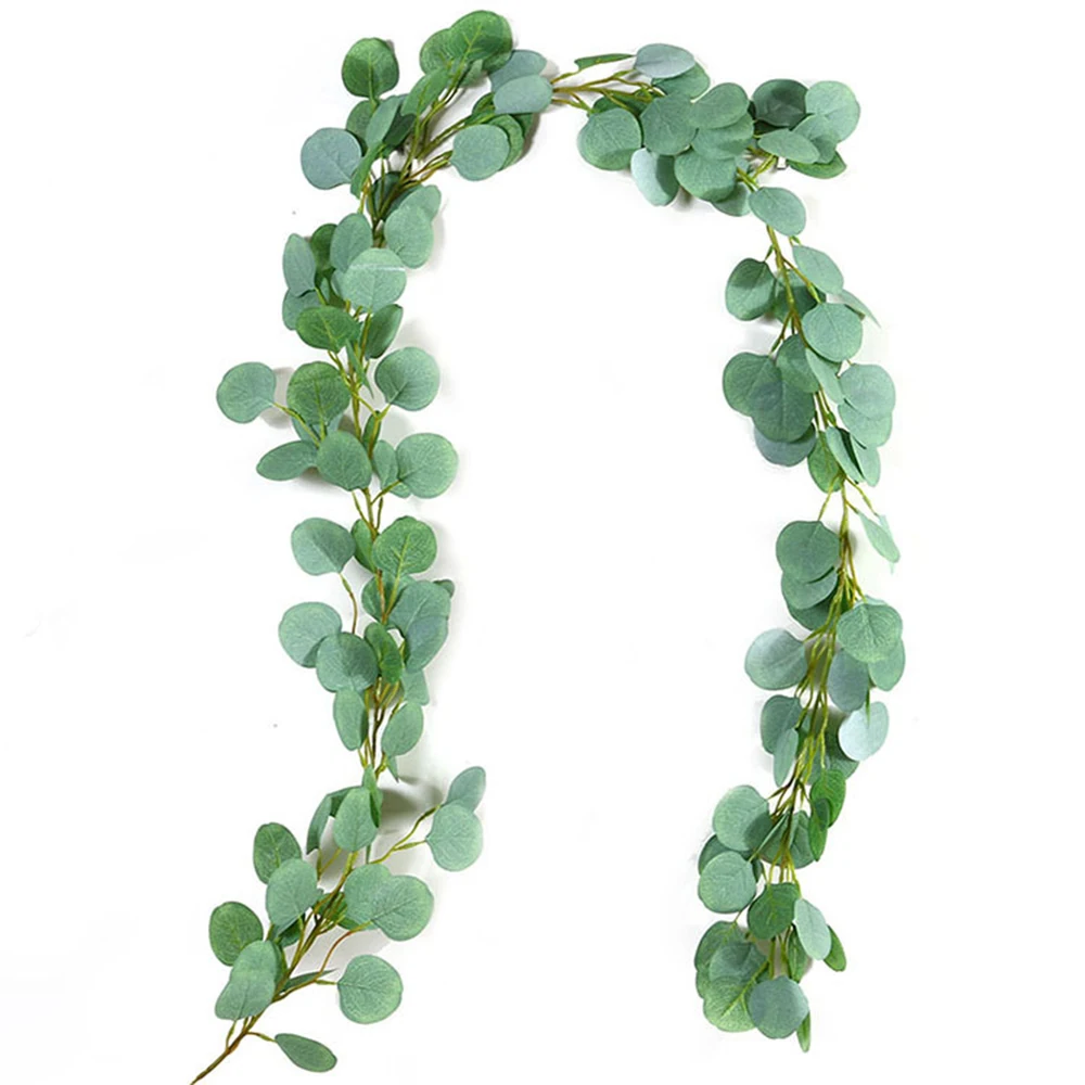 

New Simulation Eucalyptus Round Cane Silk Cloth Artificial Rattan Leaves Vines Garland Wedding Backdrop Arch Wall Decoration