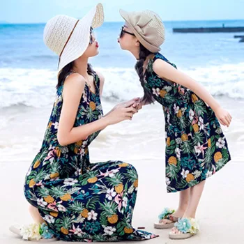 

Sleeveless Floral Family Dresses Summer Mother Daughter Beach Dress Mommy And Me Family Matching Dress Family Look Clothes