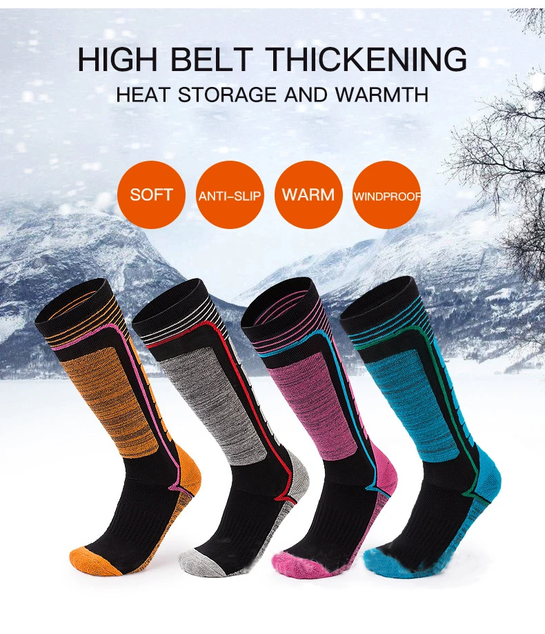 Семейные длинные Лыжные носки для мужчин и женщин, Детские Зимние теплые походные носки для скалолазания и катания на лыжах, плотные спортивные носки для сноубординга