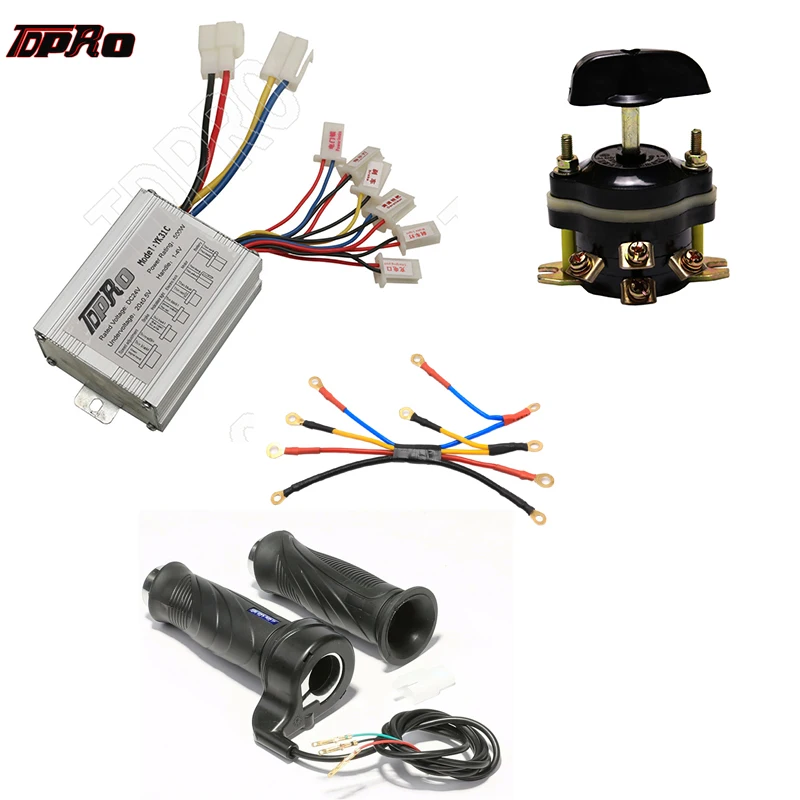 500W 24V Kit Motor Control Box w Reverse+Thumb Throttle f Electric Kart eATV DIY 