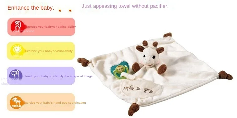 Sophia deer baby toy organic plush comfort towel doll  clip embroidered words Comfortable cotton appease No pacifier