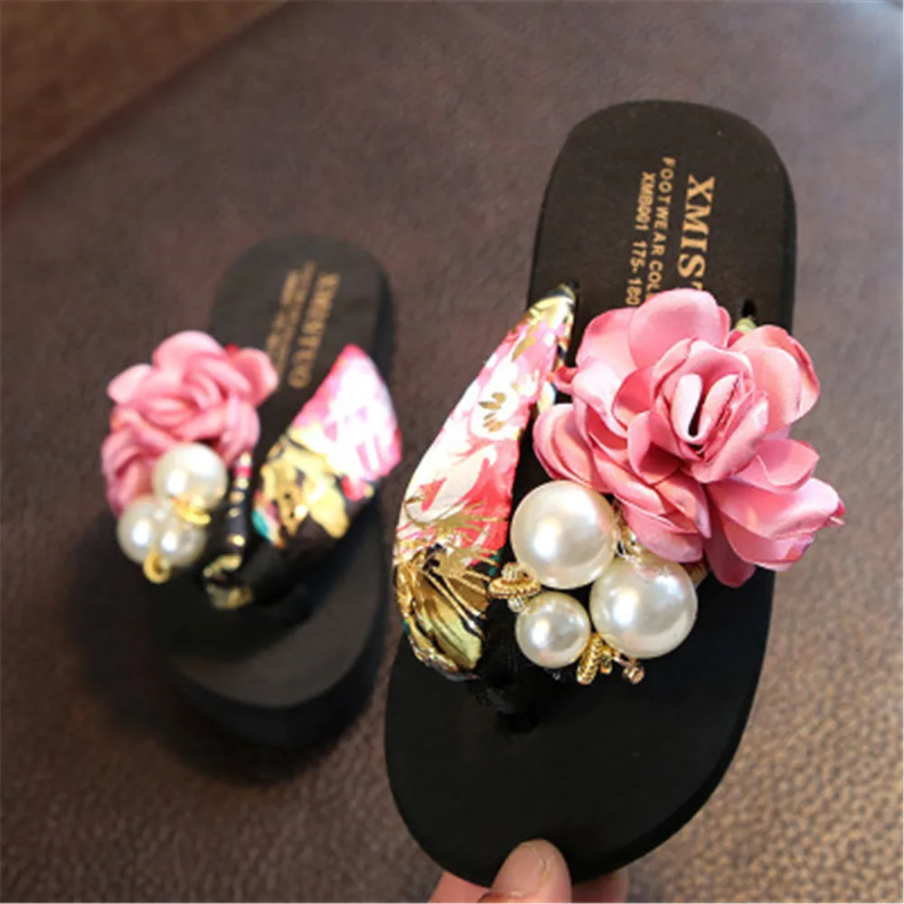 Girls Sandals Toddler Slippers Rubber Child Home Shoes Flowers Princess Non-slip Slides for Girls Large Slipper Outdoor Shoes