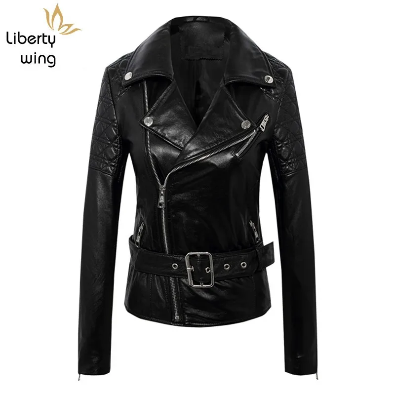 

Winter Sheepskin Real Leather Female Streetwear Slim Lapel Zipper Short Coat Fashion 2020 Motorcycle Jacket Plus Size 4XL