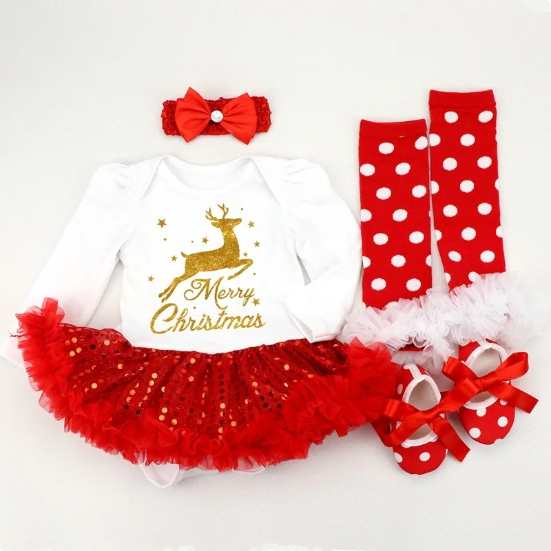 Cotton baby suit Long Sleeve Baby Girl Romper Newborn Lace Romper Girl Baby Suit Christmas Costumes for Babies and Toddlers 4pcs/3pcs/2pcs/set Baby Bodysuits classic Baby Rompers