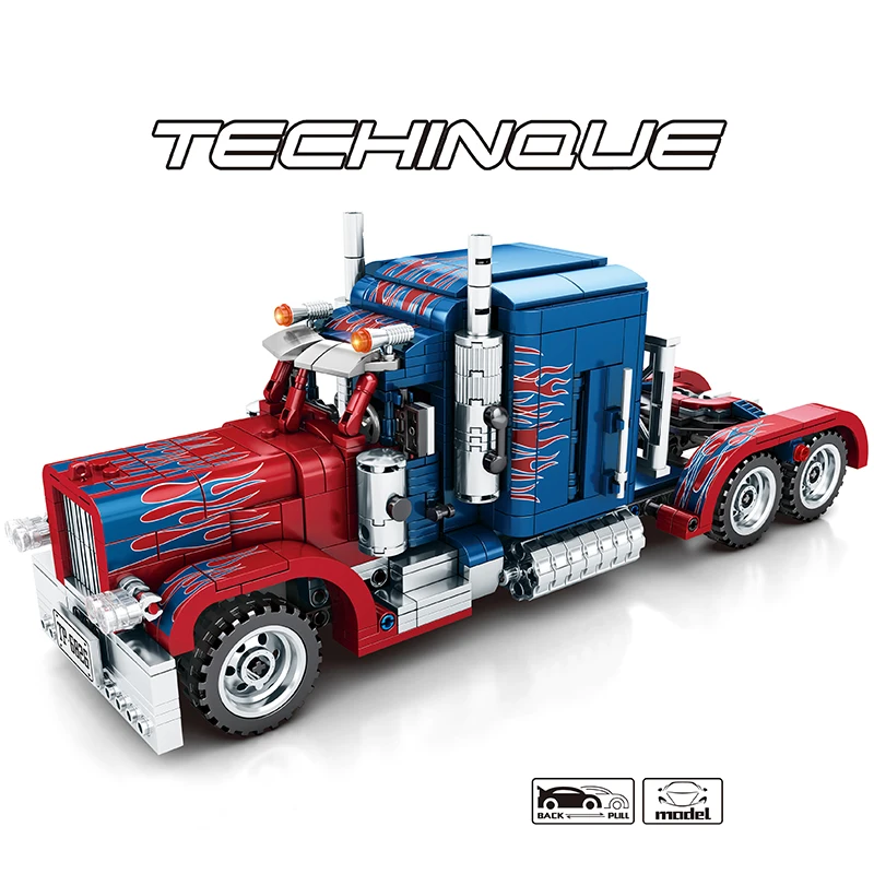 

849pcs Petorbilt Truck Pull Back Technic Model Building Blocks Vehicle Bricks Collection Fit Legoinglys Toys For Children Gift