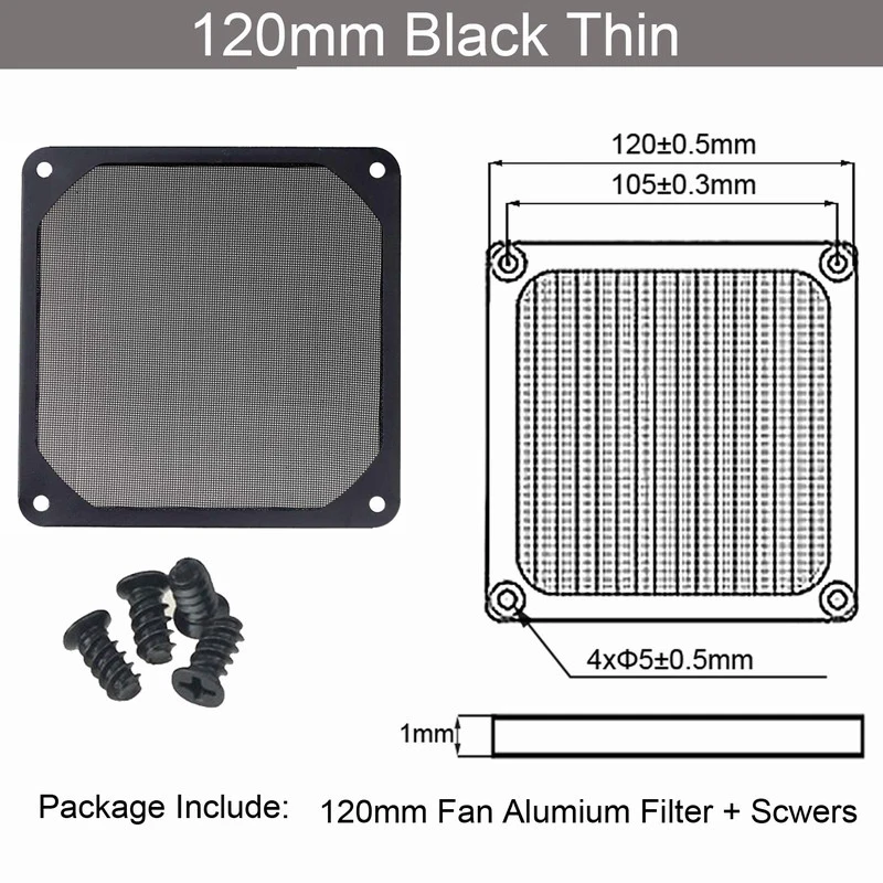 12cm Thin Black 5 шт. Gdstime 140 мм вентилятор алюминиевый пылезащитный Пылезащитный фильтр для ПК охлаждающий шасси вентилятора решетка защита 60 мм 80 мм 90 мм 120 мм вентилятор - Цвет лезвия: 12cm Thin Black