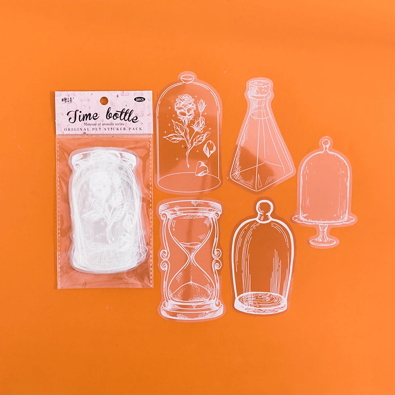 20 Pcs transparent Glass bottle Stickers Decorative Diary Scrapbooking material Planner hand made junk journal supplies christmas tree clear stamps Scrapbooking & Stamps