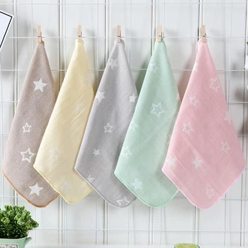 

2020 New Star Print Hand Towel Face Small Square Baby Saliva Soft Double Gauze Baby Cleaning Towel Supplies