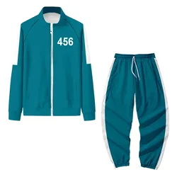 Squid Game Sweatshirts Sets For Mens And Womens Autumn And Winter Sports Zipper Cardigan Digital Printing Pocket Sweater Set Hot