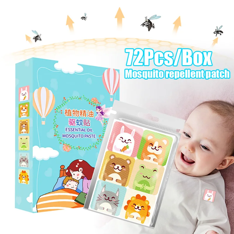 72pcs-box-Mosquito-Repellent-Stickers-Patches-Cartoon-Pure-Plant-Essential-Oil-Stickers-for-Baby-Kid-xobw.jpg 72Db/Doboz Szúnyogtaszító Matricák Foltok Rajzfilm Tiszta Növény Illóolaj -Matricák Baba Gyerek Xobw - Image 3
