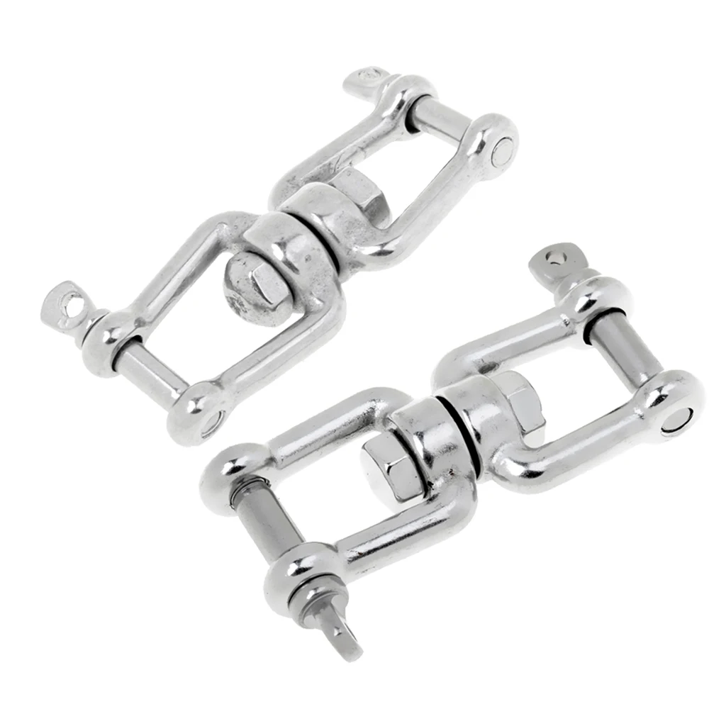 Perfeclan 2Pcs 304 Marine Stainless Steel Chain Anchor Swivel Jaw M5 M6