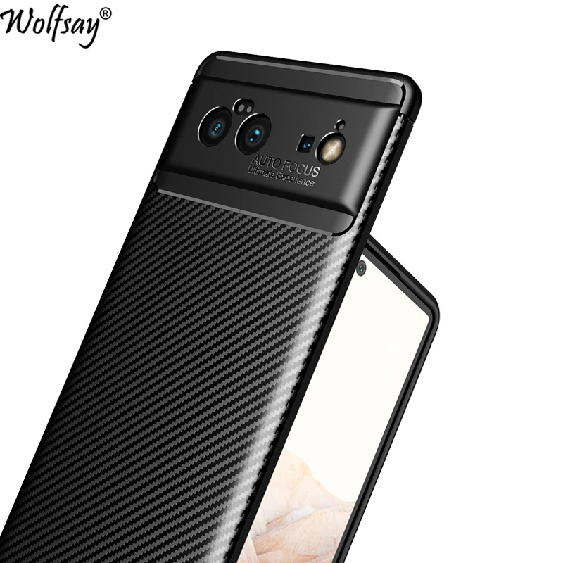 For Google Pixel 6 Case Bumper Antiknock Silicone Carbon Fiber Back