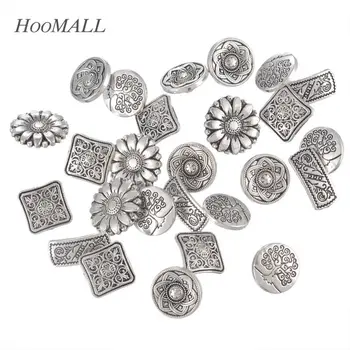 

Hot 50PCs Mixed Metal Shanked Buttons Pattern Engraved Silver Tone Jeans Buttons Sewing Buttons Scrapbooking Crafts