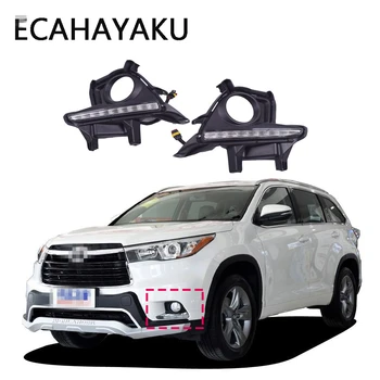 

ECAHAYAKU LED DRL Daytime running light for Toyota Highlander 2015 6000k 12V led fog driving lamp daylight with fog light hole