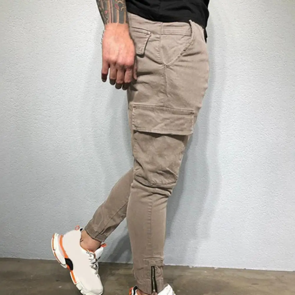 Streetwear Fabulous Solid Color Men Trousers Tight Ankle Pants Solid Color  for Home|Cargo Pants| - AliExpress
