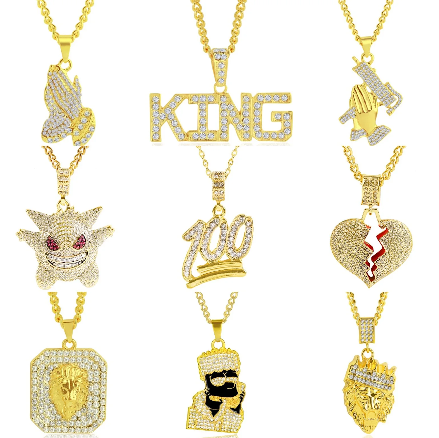 

Hip Hop Jewelry Ladies Men's Gold Long Chain Gold Necklace Light Gun Digital Letters Fashion Maple Leaves Pendant Necklace Gift