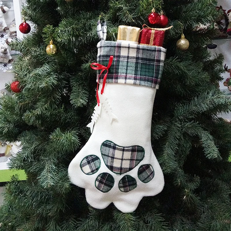1 шт. Подарочный Рождественский чулок сумка для домашних животных собака кошка лапа носки для чулок Рождественская елка подвесная игрушка кукла подарки