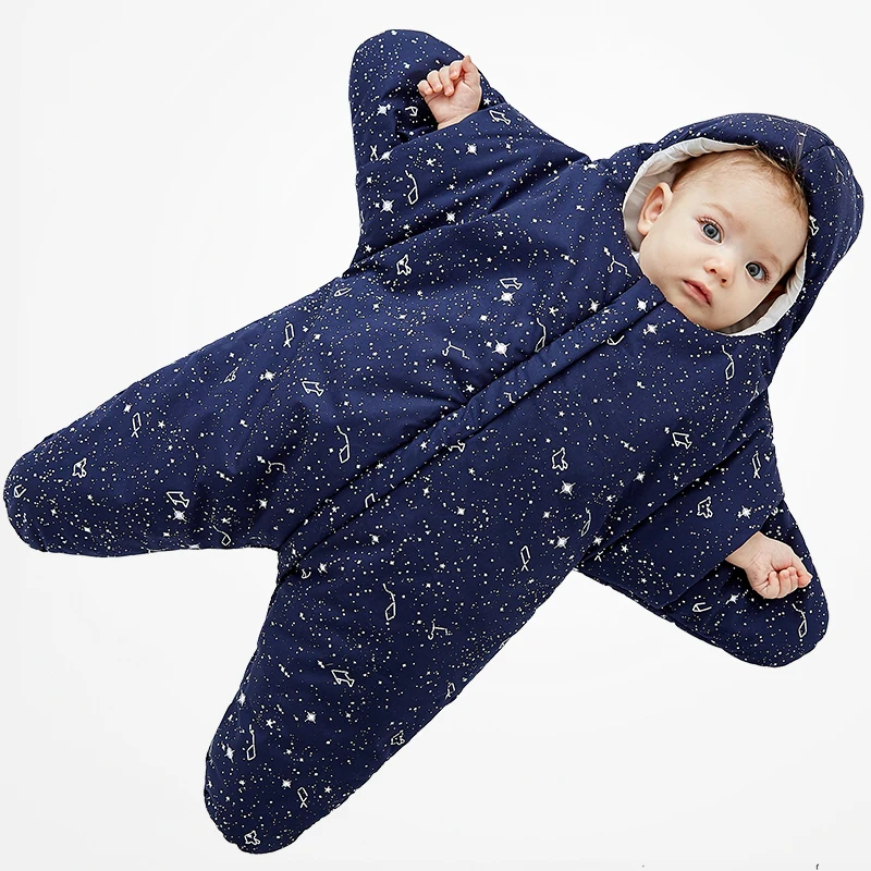 Хлопковый спальный мешок с изображением морской звезды для малышей, покрытый спальным мешком для новорожденных, для детей от 6 до 20 месяцев