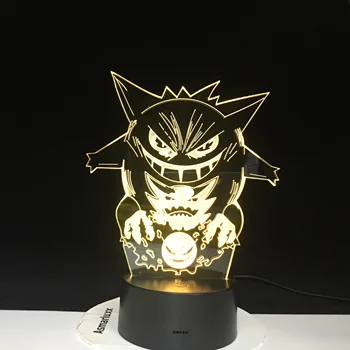 

New Pokemon Gengar 3D LED Lamp Cool Colorful Night Light USB Black Base Cartoon Decorative Desk Lamp Child Christmas Gift 815