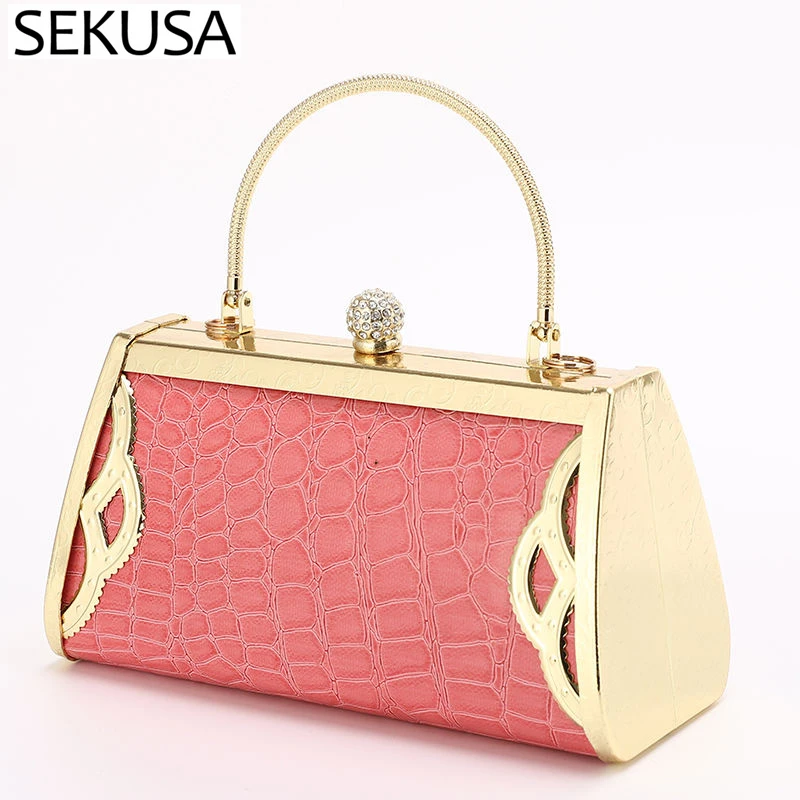 Bolso de mano de lujo de Metal dorado, 2020, con diamantes, para fiesta, de noche, bolsos mano estampados, bolso de | -