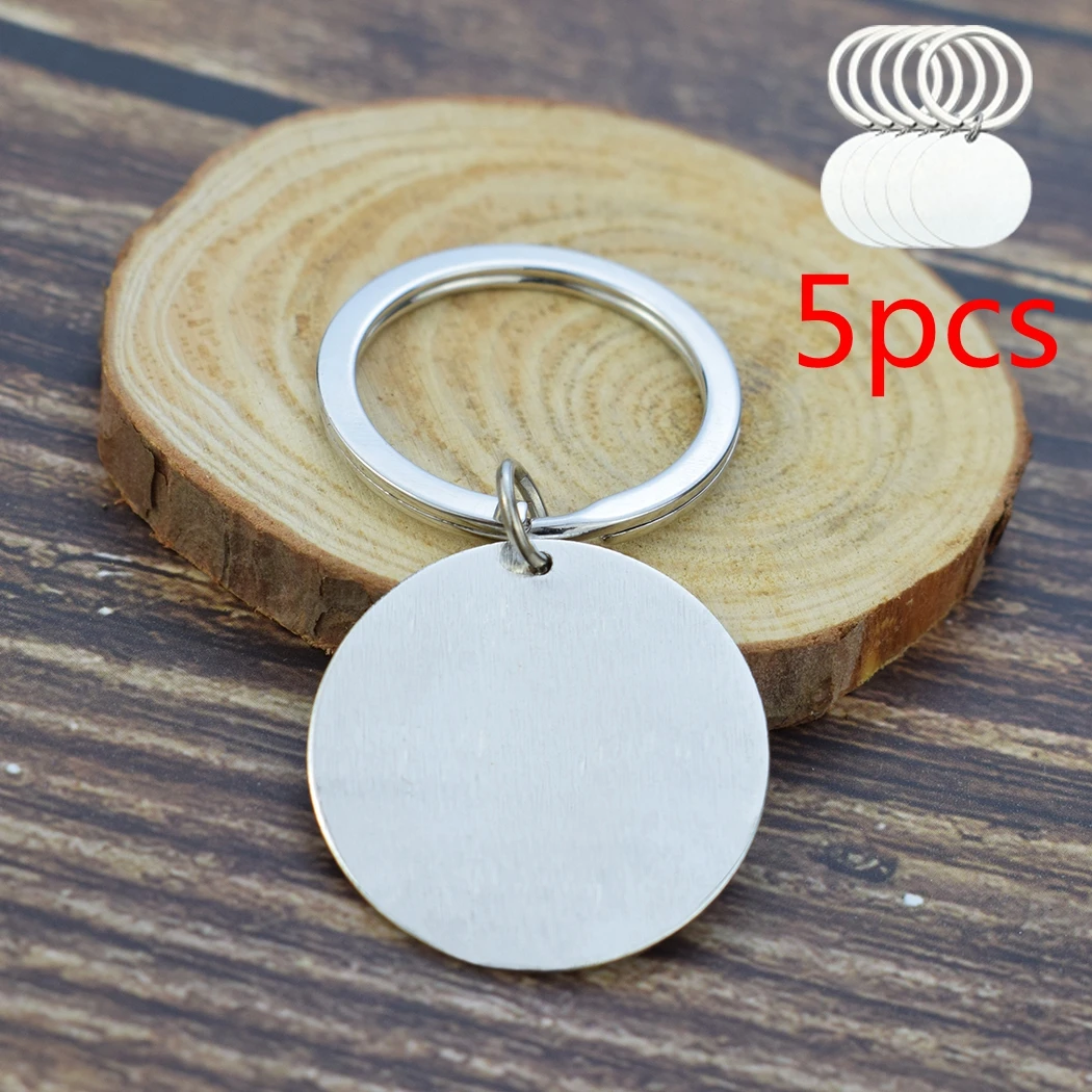 5pcs/set  Diy Blank Keychain Handmade Metal Keychain Base for Engraved Your Letters Quote Key Chain Jewelry Gift
