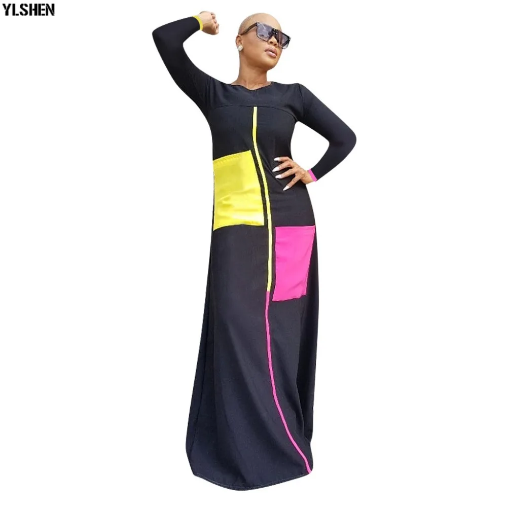 Комплект из обуви в африканском стиле платья для Женский умывальник Riche Африканский сексуальная одежда Лоскутные Вечерние Длинное платье