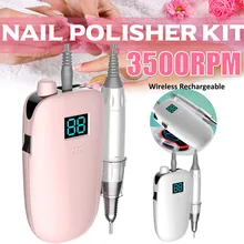 Портативный Перезаряжаемый сверлильный станок для ногтей 35000 об/мин, машинка для маникюра, электрическая пилка для ногтей, набор инструментов для маникюра, сверла для ногтей