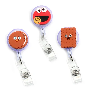 

Chocolate Cookies Plastic Badge Reel Holder Elastic Name Card Simple & Easy To Use For Nurse & Students