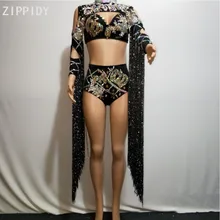 Модные серые жемчуг платье со стразами Длинные рукава стрейч сексуальные платья этап рождения для празднования вечеринок ночной клуб наряд