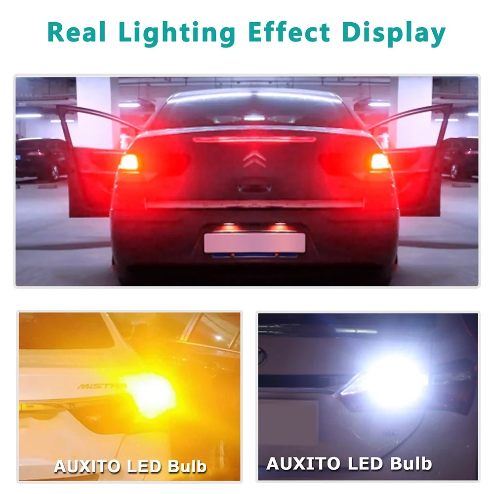 AUXITO  극ũ Ʈ ȭƮ 7440 , LED ڵ P21/5W 3157 PY21W T20 7443 W21W 1156 DRL 1157 Bay15d, 12V, 1200LM P21W W21 5