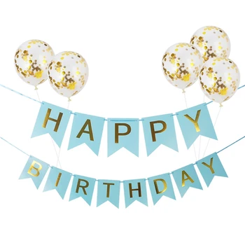 

Birthday Party Decoration Banner Balloon Combo Set Happy Birthday Party Decoration Balloon Pull Flag