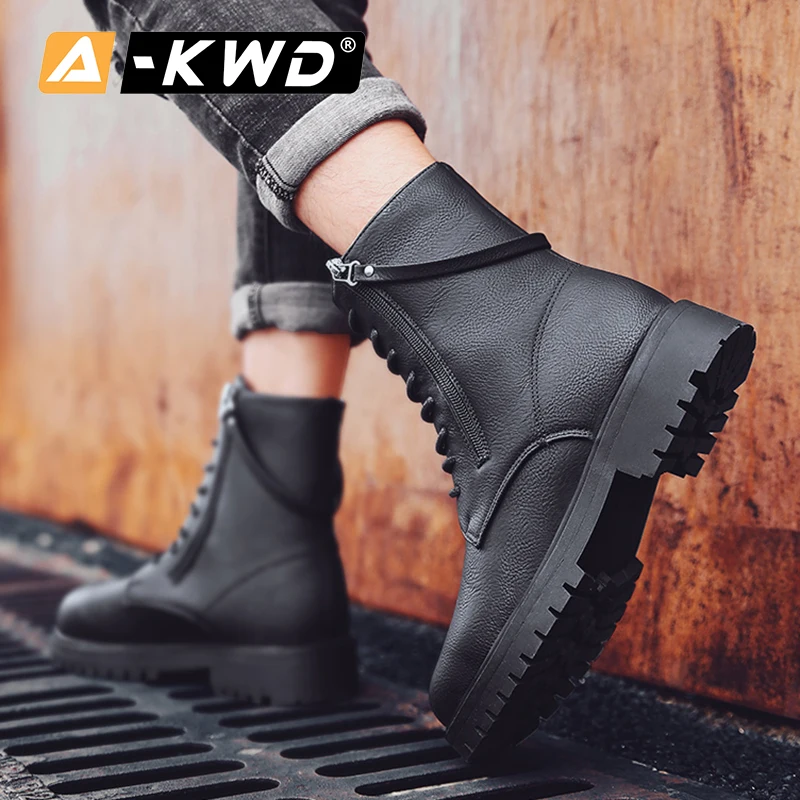 Fashion Black Men Shoes Winter Waterproof Boots Men Pu Work Shoes High Tops Sneakers Man Outdoor Casual Men Boots Heren Schoenen