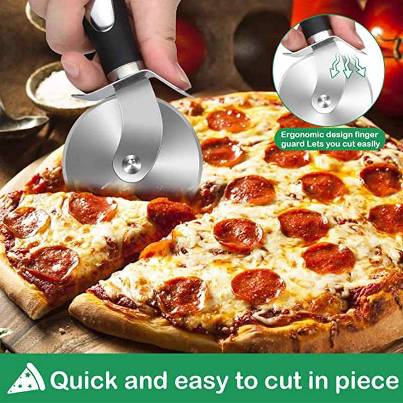 Pizza Cutter Premium Stainless Steel Kitchen Wheel Server Tools Home Knife Waffle Cookies Cake Bread Dough Slicer Baking Gadgets