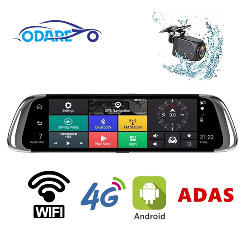 

Odare Car DVR 10" Android 5.1 Stream Media Rear View Camera FHD 1080P WiFi GPS Dash Cam Registrar ADAS Video Recorder dvr mirror