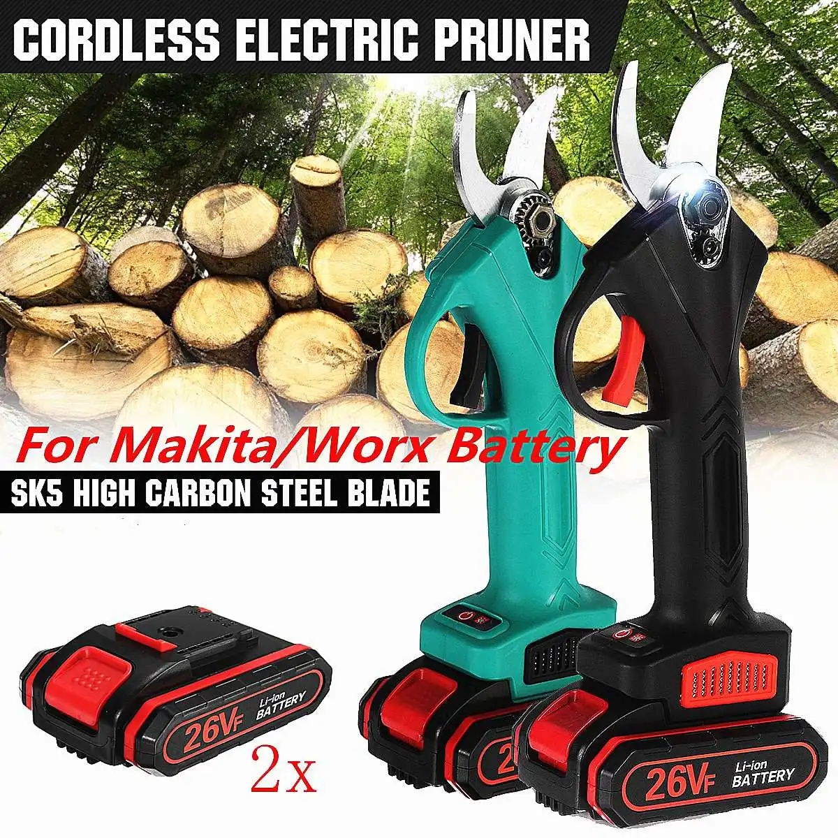 1200W Electric Pruning Shears Cordless Pruner Max30mm Rechargeable Garden Pruning Scissors Wood Trimming Tool For Makita Battery
